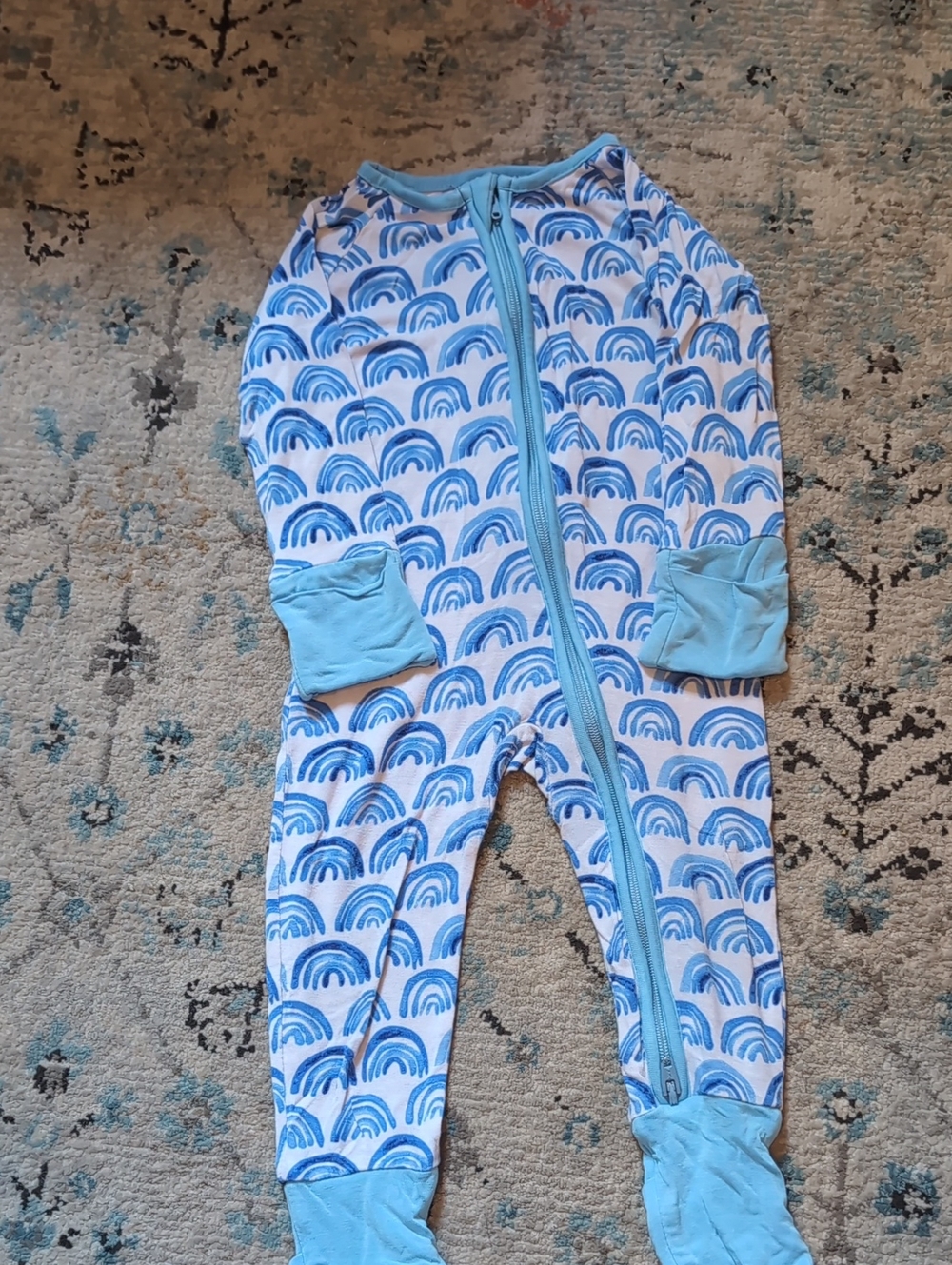 Little Sleepies Light Blue Rainbow Zip Footed One-Piece 0-3 Months